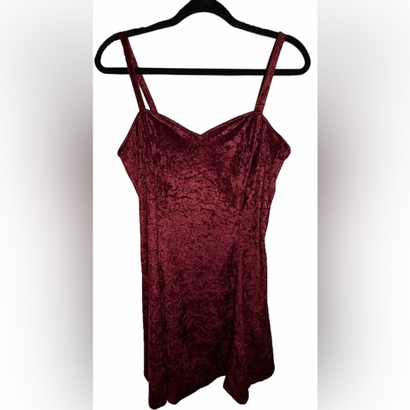 Vintage Dresses & Skirts - Vintage Red Velvet Mini Dress – Size 12 – Crushed Velvet Y2K Style
